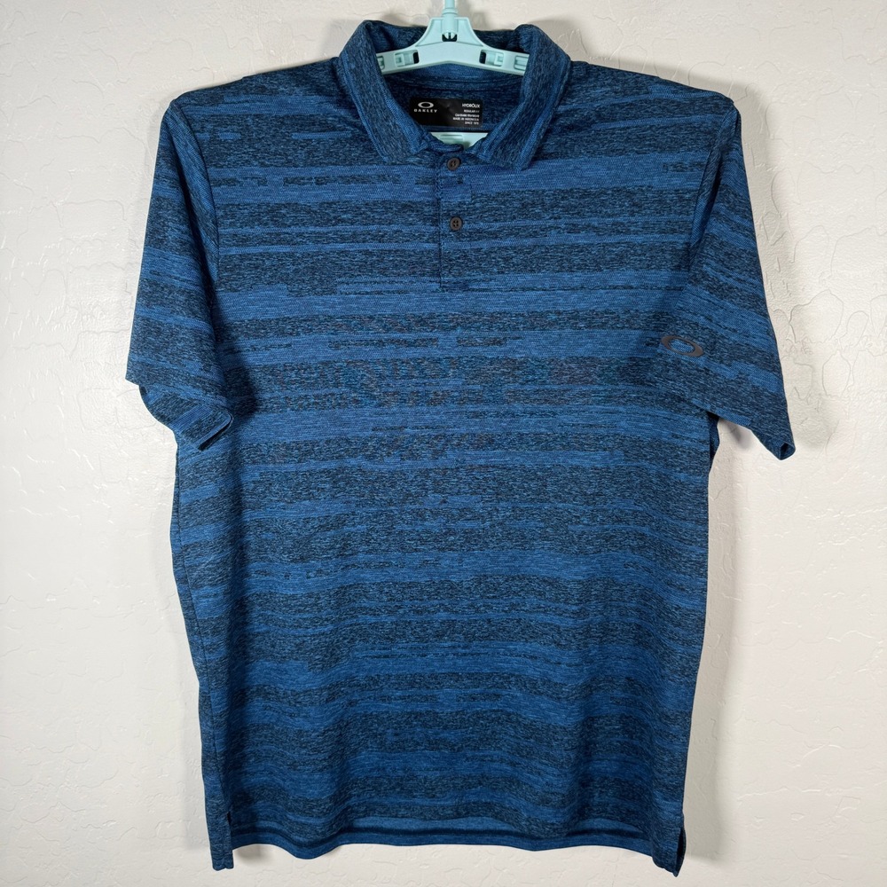 Oakley Hydrolix Polo Mens Large Blue Heathered Short Sleeve Golf Activewear
